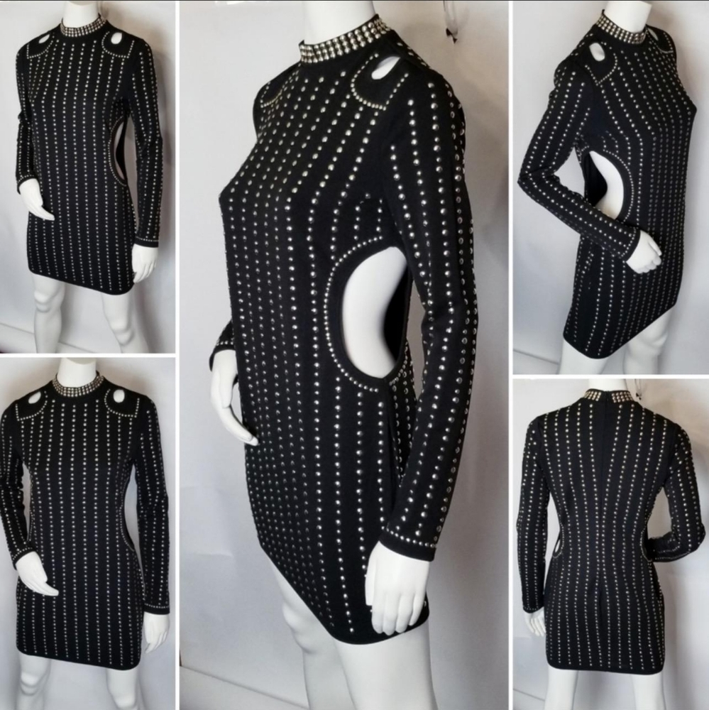 Mini Cutout Studded Dress